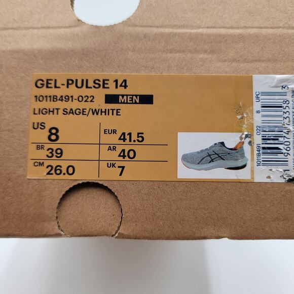 Mens ASICS Gel Pulse 14 Light Sage Orange Sz 8 NIB Running Shoe Lightweight main image 8